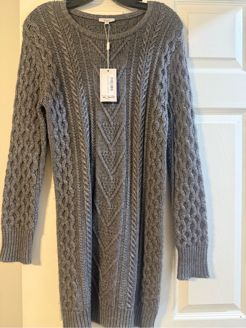 Jesse Heather Gray Cable-Knit Crewneck Sweater